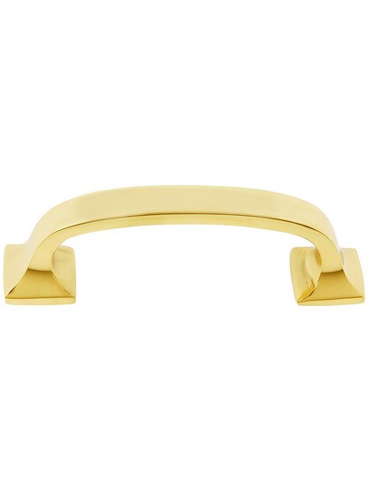Small New York Cabinet Pull - 3 inch Center to Center in Polished Brass.